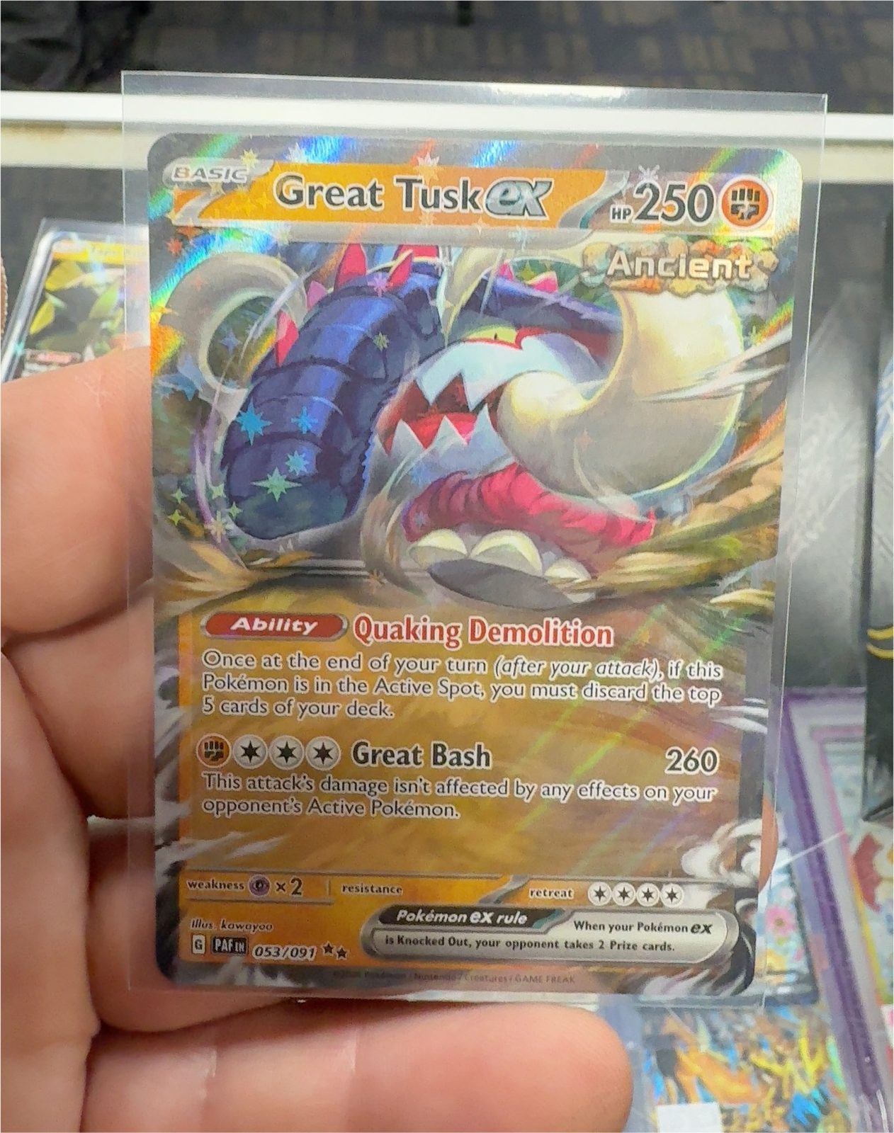 Pokemon Paldean Fates #53 Great Tusk ex — front