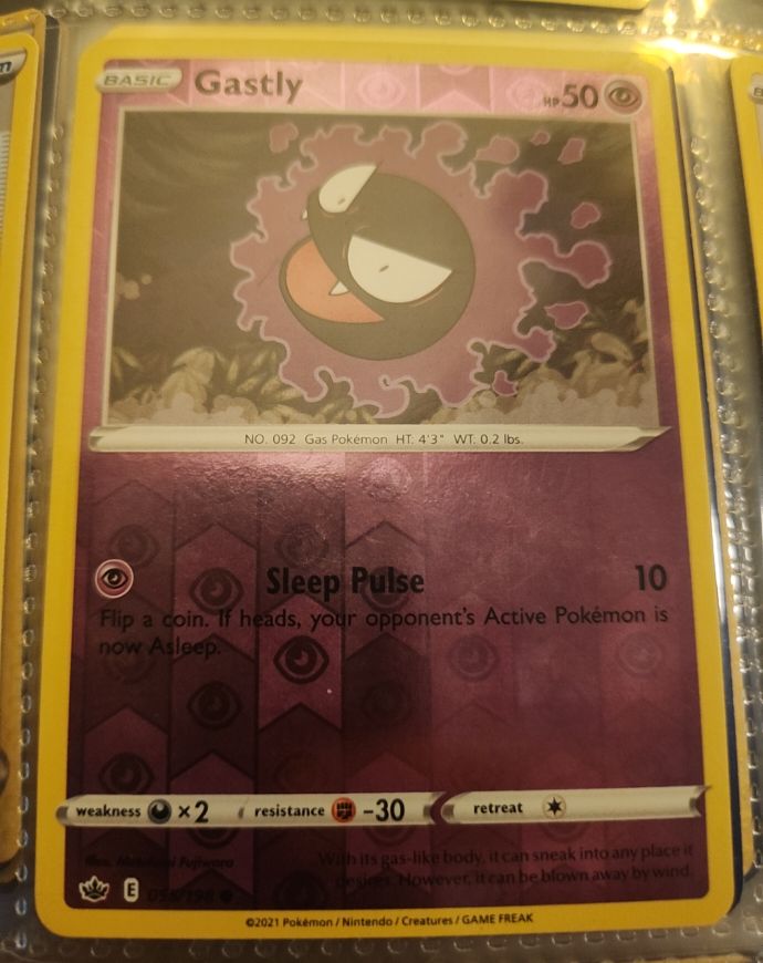 Pokemon Chilling Reign #55 Gastly — front