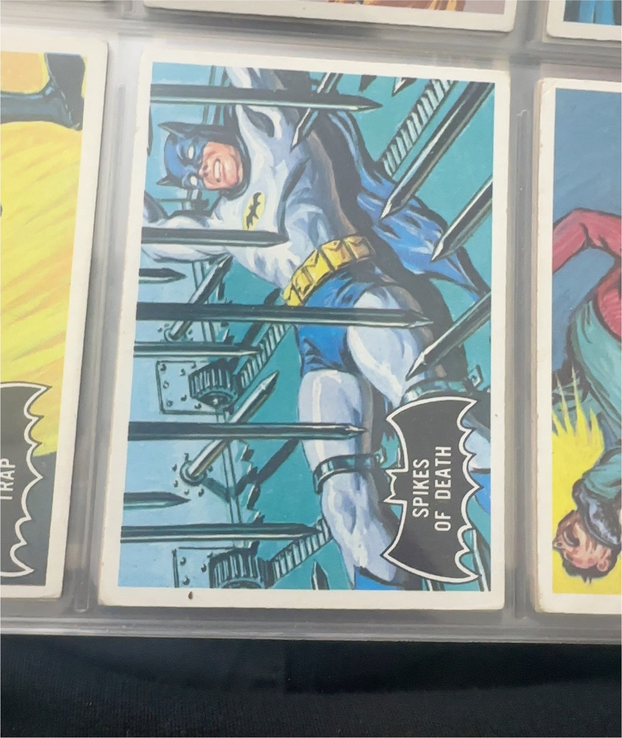 1966 Topps Batman (Black Bat Logo) Spikes of Death Card #17 — front