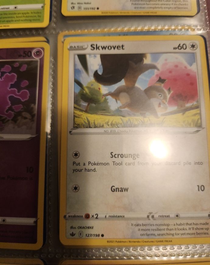 Pokemon Chilling Reign #127 Skwovet — front
