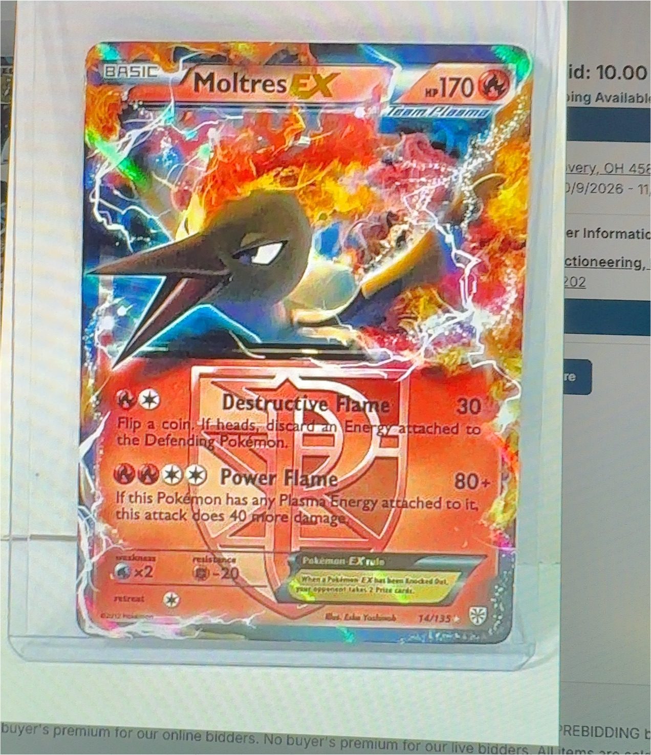 Pokemon Plasma Storm #14 Moltres EX — front