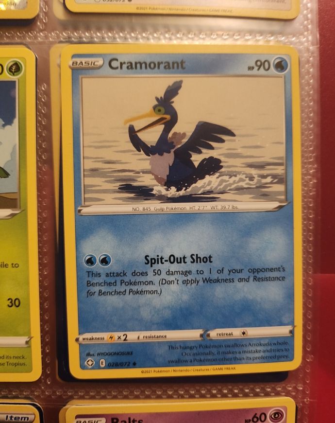 Pokemon Shining Fates #28 Cramorant — front